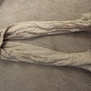 Beige Scarf with Gold Polka Dots